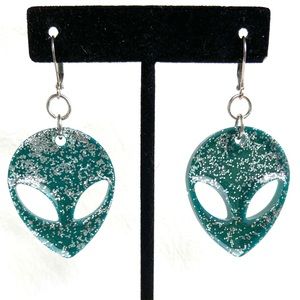 Alien Shape Glow In Dark Resin Earrings